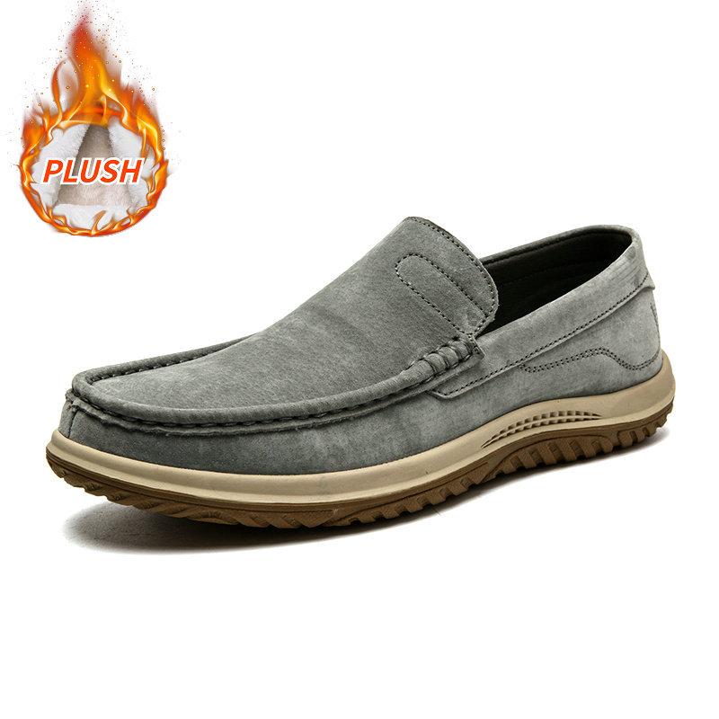 Men's Suede Casual Leather Shoes Fashionable Breathable Comfortable Driving Shoes Men Shoes