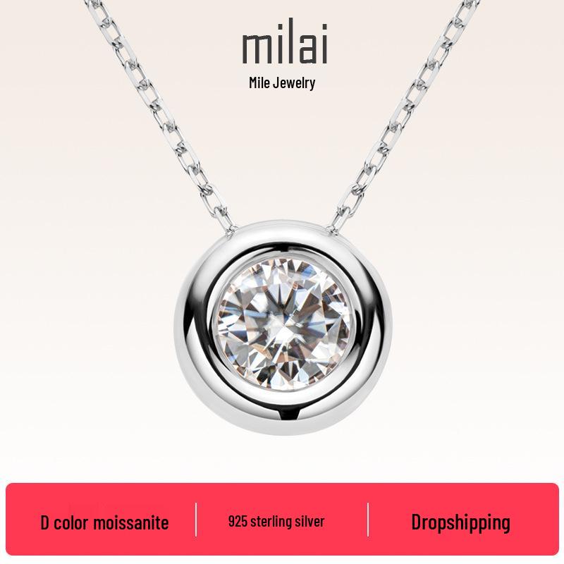 

Versatile Classic Fashion Small Bubble Moissanite & S925 Sterling Silver Pendant Necklace for Women Bubble (Yellow K)