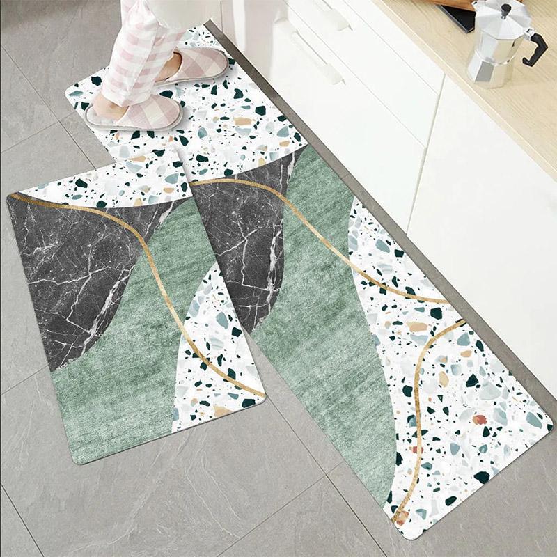 2PCS Kitchen Mats Non-slip Absorbent Door Mats Bedroom Door Mats Bathroom Mats Put Grey Mats Home Door Carpets