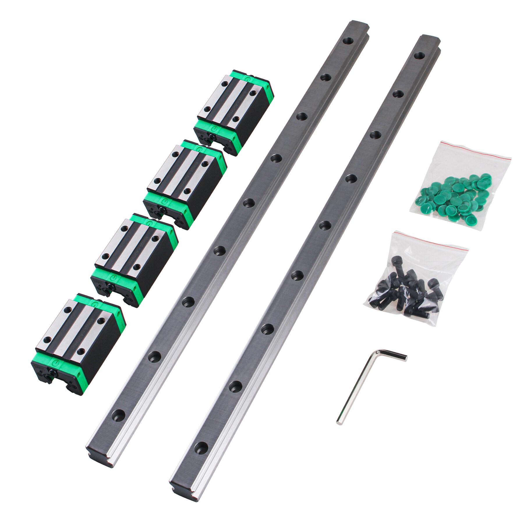 HGR20 HGR15 2pcs Square Linear Guide Rail+4pcs HGH20CA/HGW20CC HGH15CA/15CC Flang Slide Block Carriages For CNC Router Engraving 300mm