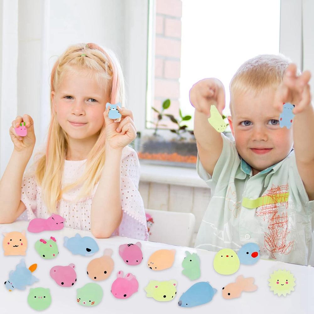 Glow in The Dark Kawaii Animals Mochi Squishy Toys for Kids, 12/36PCS Stress Relief Squishies Party Favors