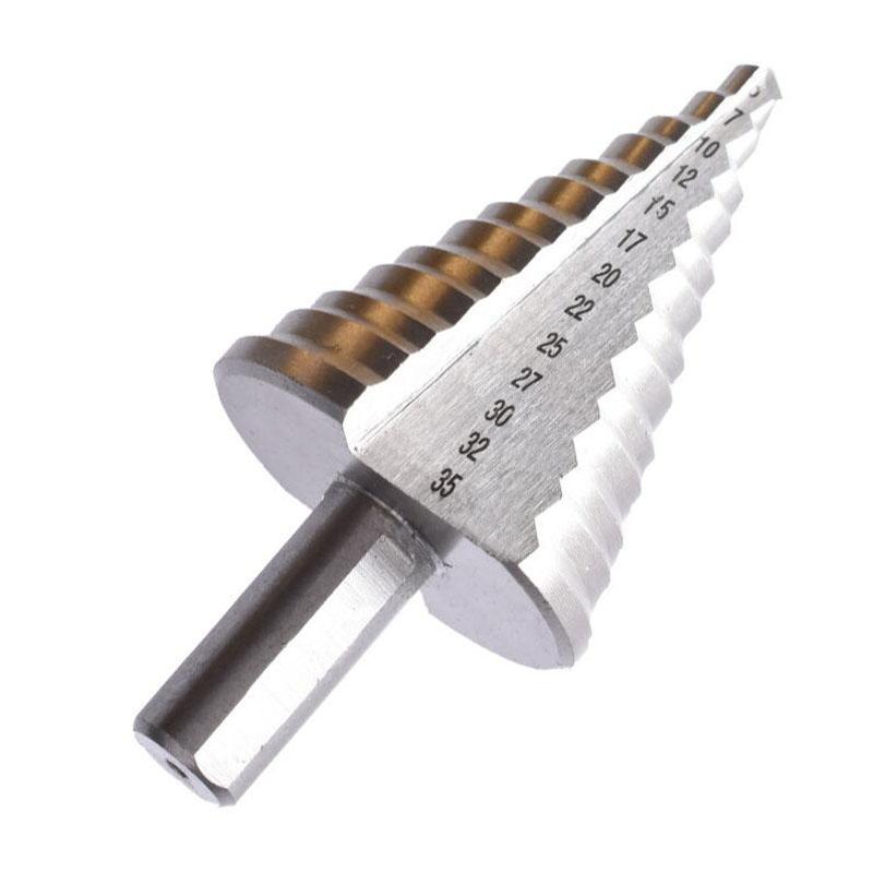 Wiertło stopniowe HSS ze stali szybkotnącej 5-35MM powlekane tytanem wiertło do drewna i metalu HSS narzędzie elektryczne frez otworowy narzędzie przemysłowe rozwiertak