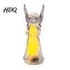 Decorative Crystal Angel Guardian Night Light Small Prayer Reading Playing Music Led Bedside Lamp Figurine with LED Light for Desk Table,