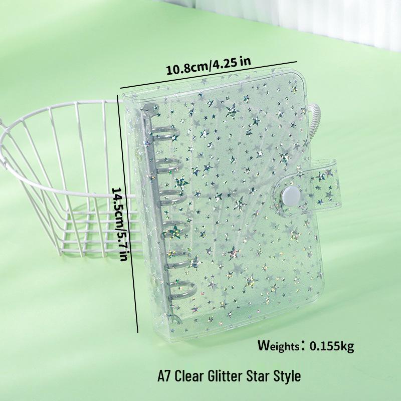 Couverture transparente A7 en PVC à 6 trous pour carnet à feuilles mobiles