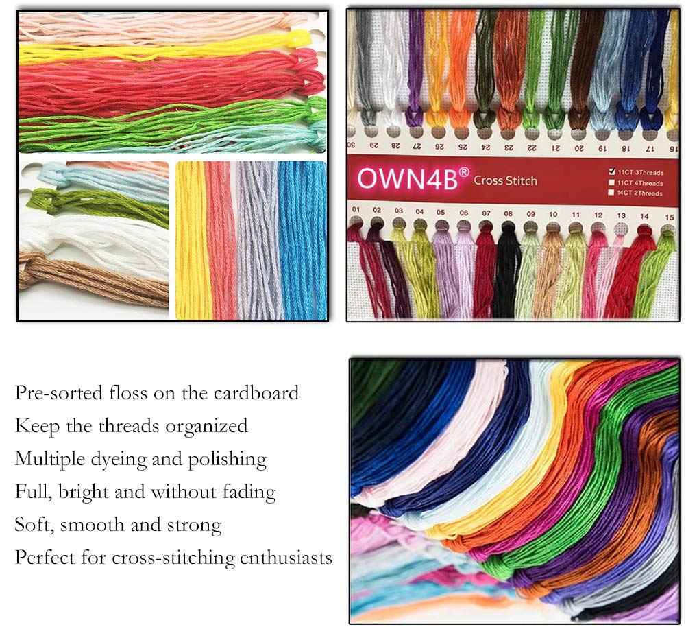 OWN4B Cross Stitch Embroidery Printed 11ct Sewing Easy Embroidery Set for 35x42cm Cross Stitch Kit, Pattern, Set, Beginners,