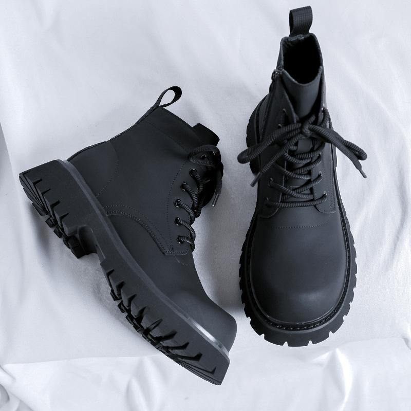 Martin Boots Men'S Mid-Band Big Head British Style Thick-Soled Casual Inner Height-Increasing Tooling Boots 32059-R