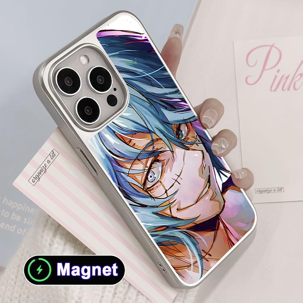 JJK Mahito Phone Case for iPhone 17 16 15 14 13 12 11 Air Pro Max Plus Electroplated Silver Magsafe Cover