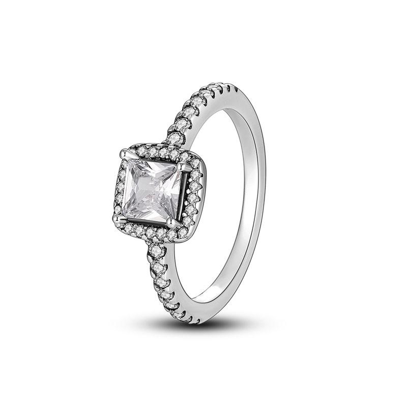 2023 Fashion Silver Plated Princess Tiara Crown Sparkling Love Heart Rings for Women Jewelry Anniversary Gift