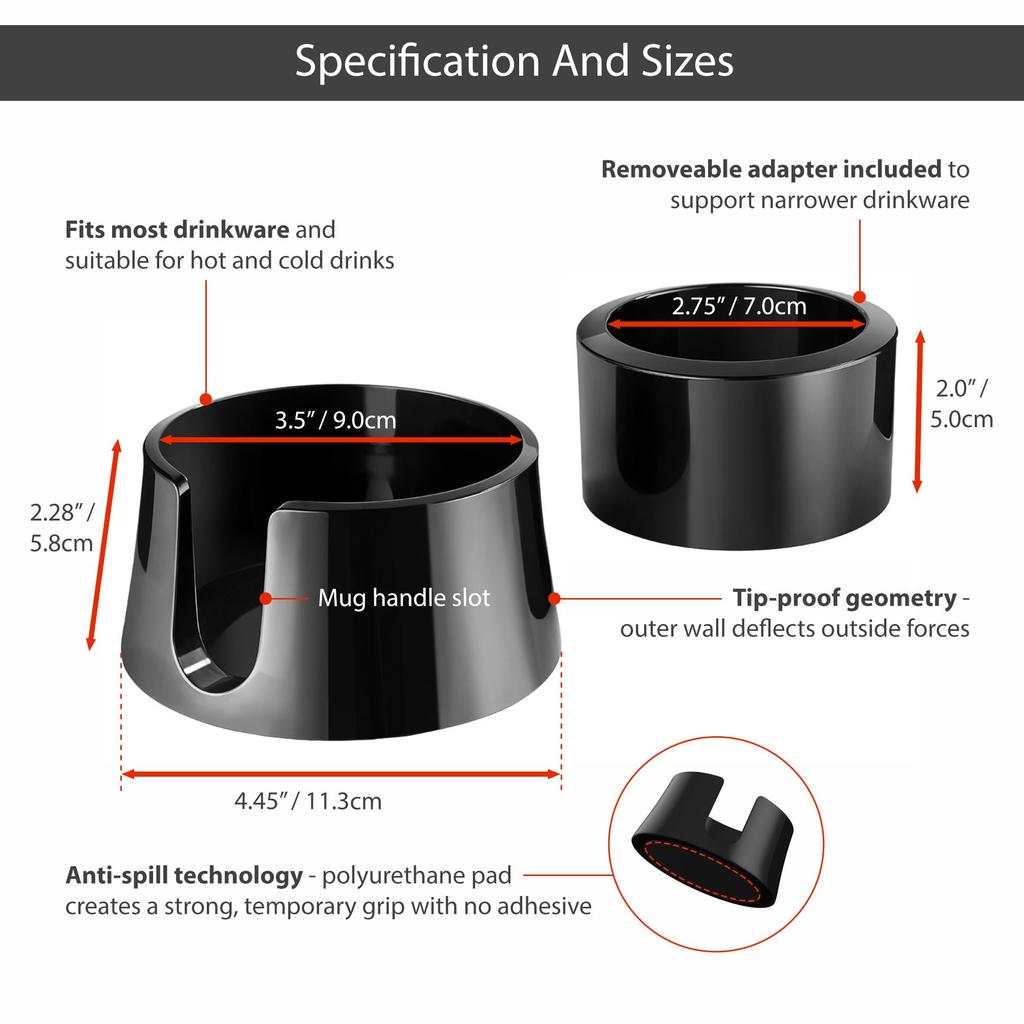 drink holder for TableCoaster Spill-proof boats, cars, campers, caravans, tables, etc. - (White)