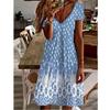 Women  Summer Short Sleeve V-Neck Casual Dress 3D