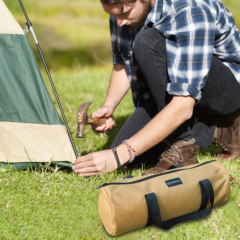 Outdoor Camping Tent Stake Bag Canvas Double Layer Camping Tent Peg Nail Storage Bag Tent Accessories Extensive Use