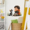 Cartoon Boy Cute Kitten Bedroom Living Room Home Background Beautification Decoration Wall Stickers