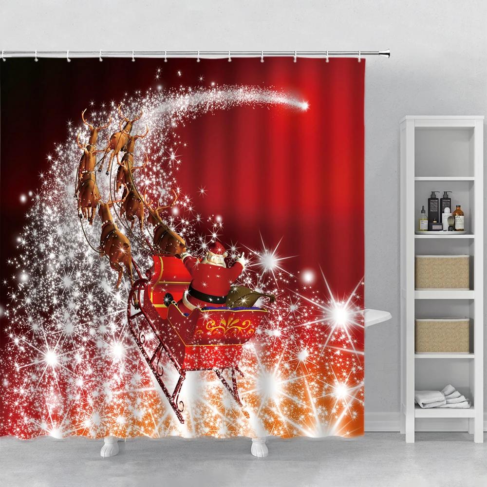 

Fun Flight Santa Claus Shower Curtain Sky White Cloud Airplane Children Bathroom Decor Set Waterproof Bath Curtain Boy Girl Gift 90x180cm-35x70in