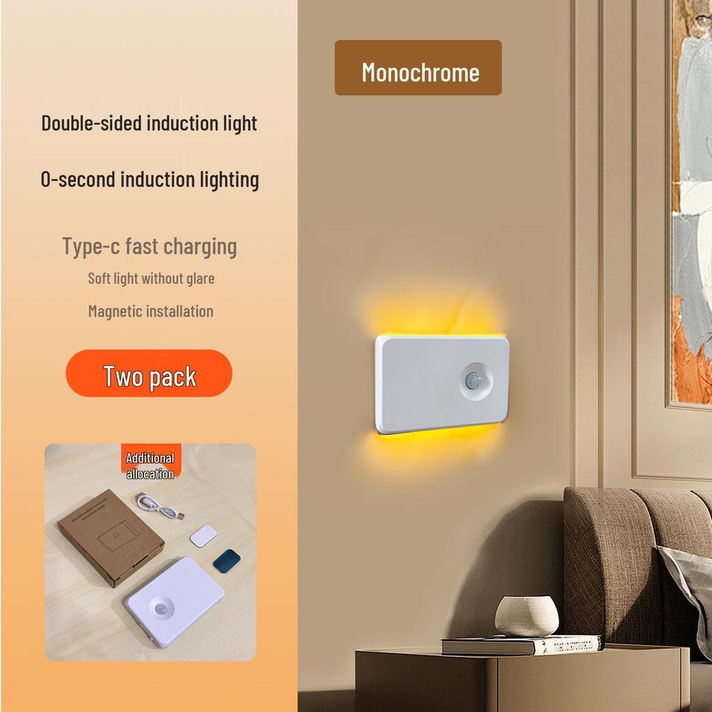 Wireless Magnetic LED Night Light with Human Infrared Sensor & Type-C Charging for Home Use