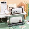Mickey Mouse Vintage Double Layer Large Capacity Pencil Case With Polyester Storage For Students