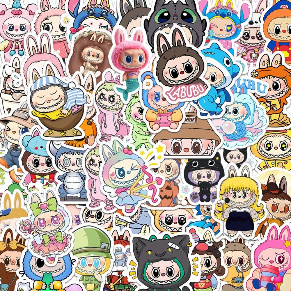 

10/50 шт. Милые мультяшные наклейки с куклой Лабубу, водонепроницаемые, DIY, набор наклеек с цветами и растениями для стакана для воды, ноутбука, скрапбука, блокнота, дневника 50Pcs
