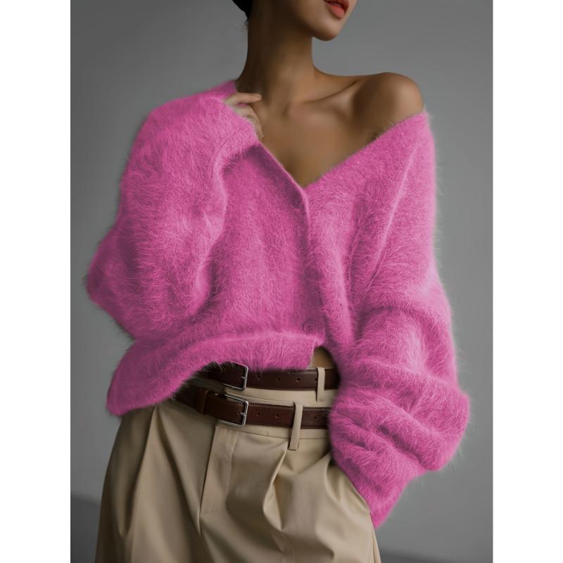 Damen Strickjacke mit V-Ausschnitt in Hellgrau - Weicher Cardigan mit offener Vorderseite und langen Ärmeln, Elegant & Vielseitig, Vielseitige Strickjacke | V-Ausschnitt Pullover