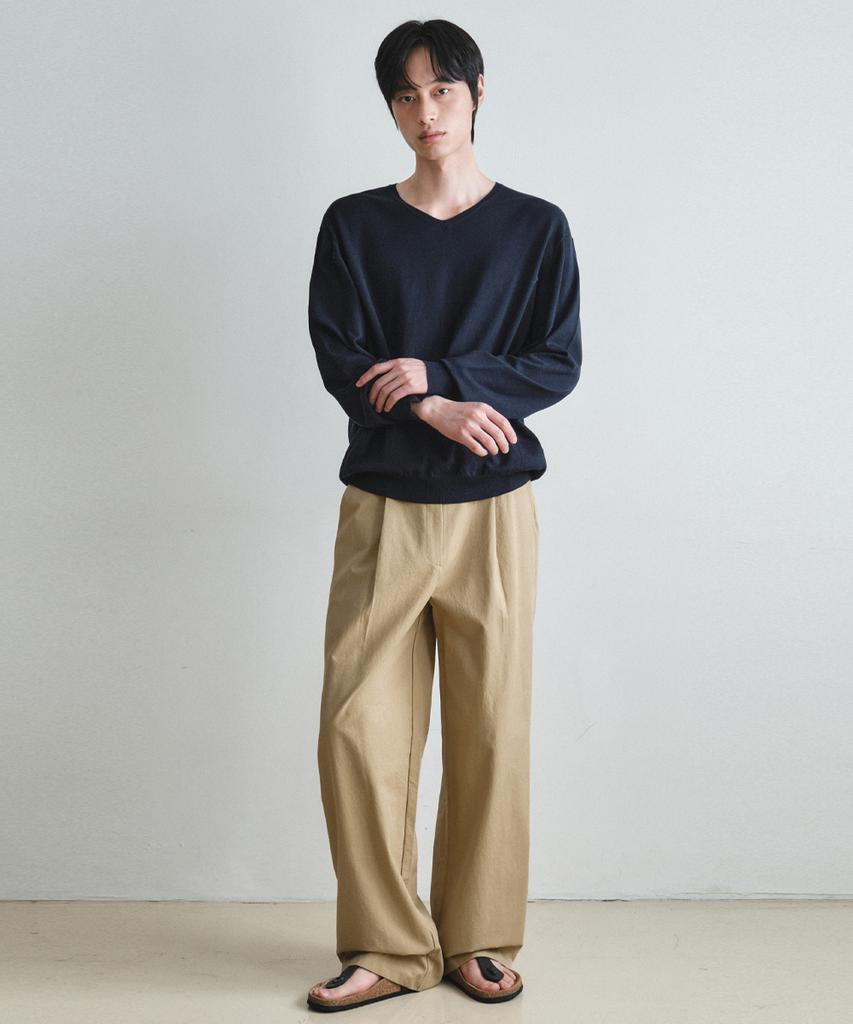 Wednesday Oasis Washable Minimal V-Neck Knit_Navy(Wc26-Kn20)