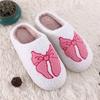 Women's Lovely Pretty Bow Flowers Slippers Men Cartoon Soft Warm Sandals Females Cute Plush  Flat Slides For Autumn Winter