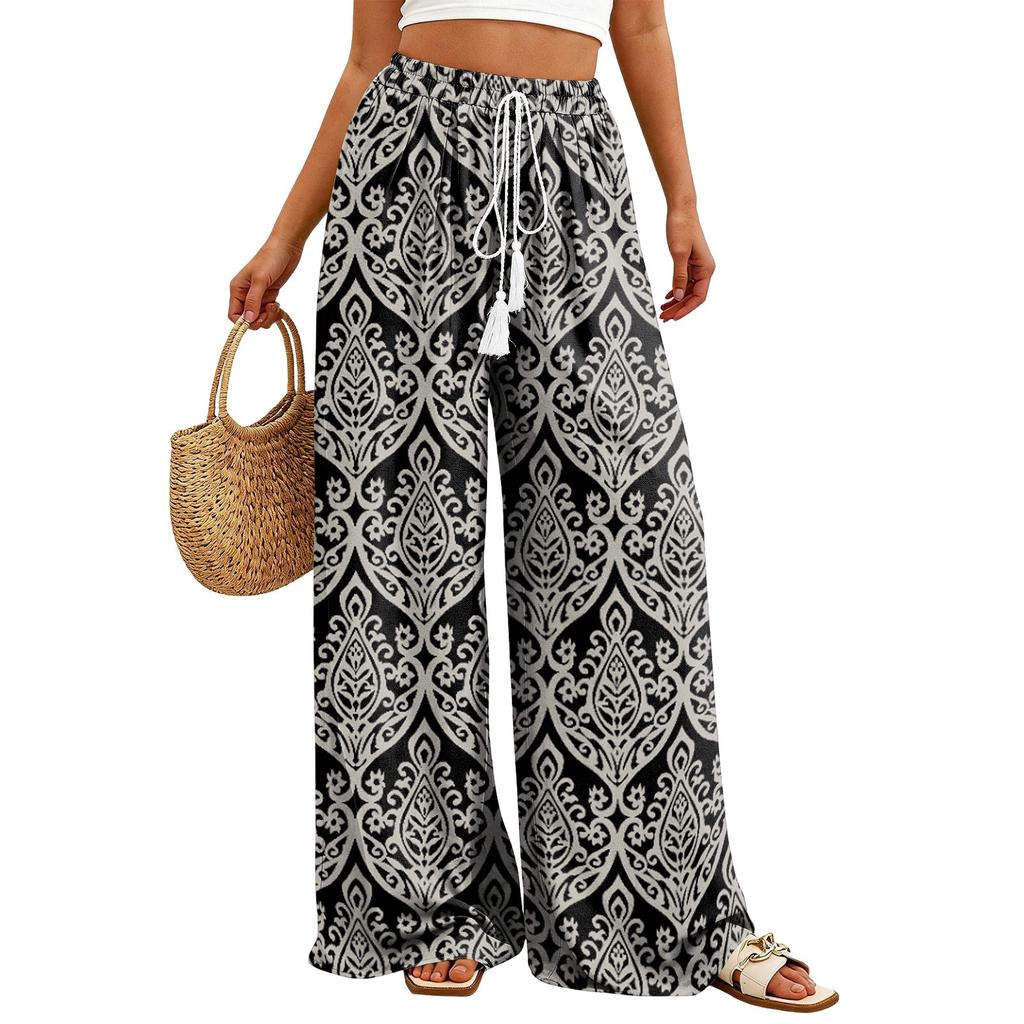 Women's Wide-Leg Casual Flowy Floral Print Pants