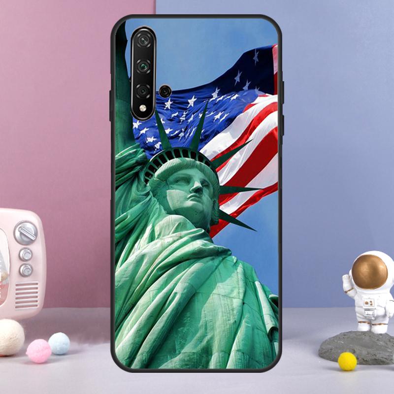America Flag Statue of Liberty For Huawei Nova Y72 Y61 Y91 Y73 Y90 Y70 Y60 12s 12i 11i 8i 9 10 SE P60 P30 Pro P40 Lite Case