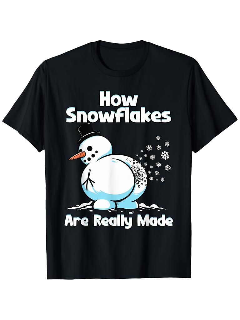 Unisex T-shirt Humorous Snowman The Real Process of Snowflake Birth Christmas T-Shirt - Sturdy holiday shirt decora