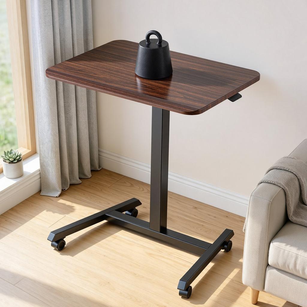 Standing Desk, Adjustable Height Mobile Stand Up Desk with 4 Casters, 650 x 480 mm Small Computer Sit Stand Rolling Workstation with Hook, 15 kg