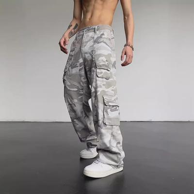 Men's Retro American Camouflage Straight-Leg Loose-Fit Washed Trousers