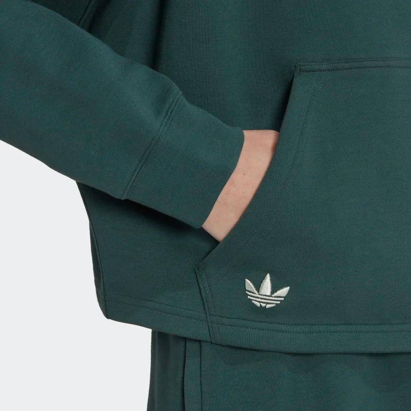 adidas Originals Adicolor Neuclassics Classic Three-Stripe Print Hoodie Long Sleeve Sweatshirt Women Tops Green HS6772
