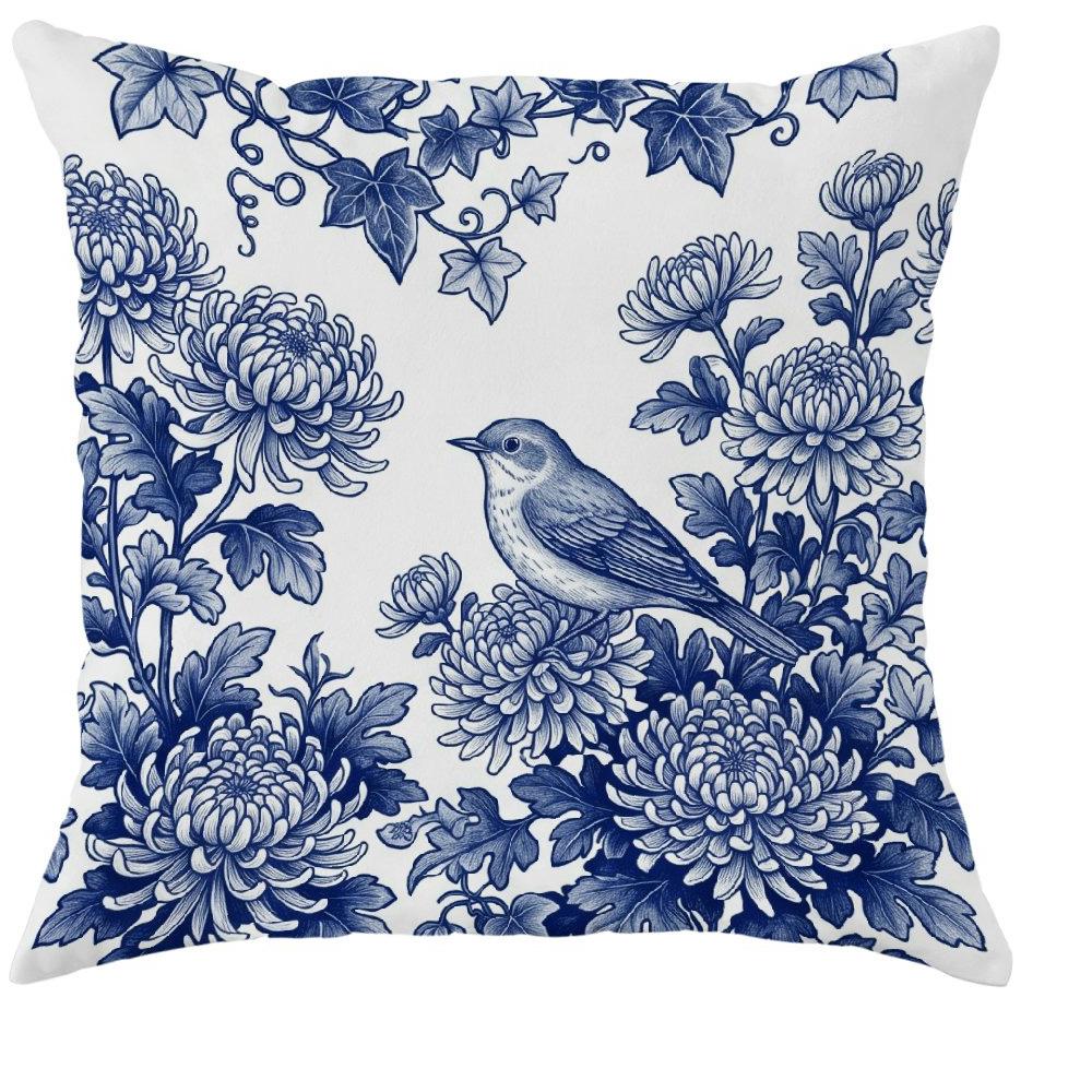 4pcs Willow Swallow and Lily Floral Throw Pillow Cover Home farmhouse outdoor decoration cushion cover 4PCS