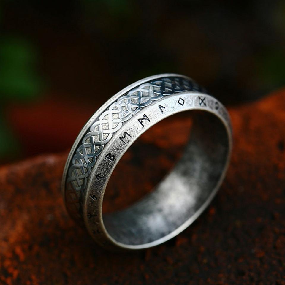 Vintage Nordic Vikings Tree Of Life Ring For Men Women Stainless Steel Odin Viking Celtic Knot Ring  Amulet Jewelry Gifts