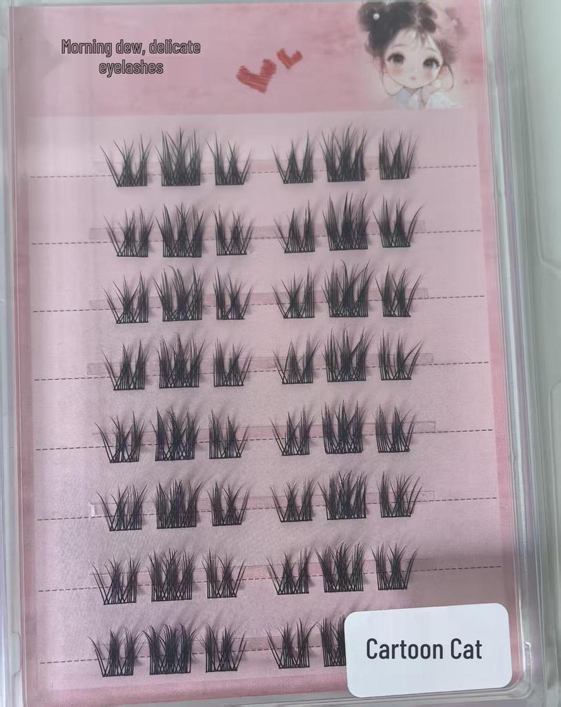 Self-Adhesive Glue-Free Fishtail Sunflower False Eyelashes - Natural Single Cluster Segmented Eyelashes for Beginners