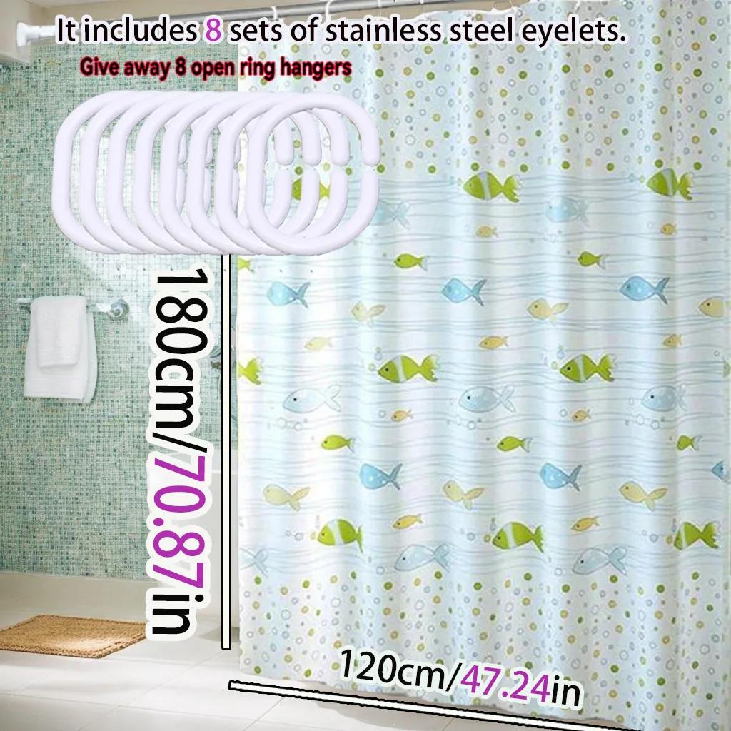 Joy Color Fischgruppe Kinder Spaß Duschvorhang Wasserdichtes Peva-Material Badezimmer Trocken- und Nassbereich Trennvorhang