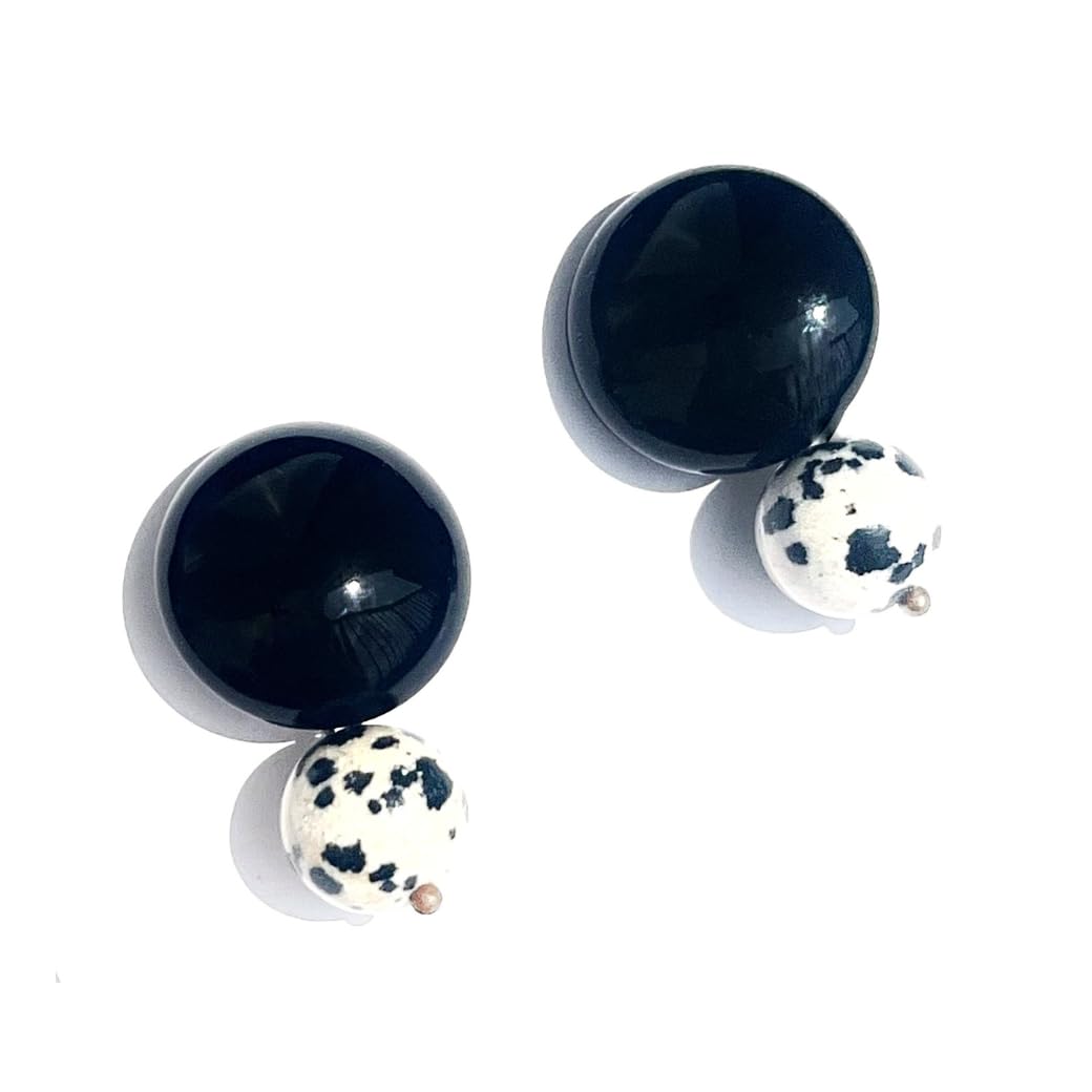 

Сережки з натурального каменю, металеві далматинці для жінок 40-50 років [comimi], онікс, алергія, великі, титан, підвісні, подарунок, яшма,