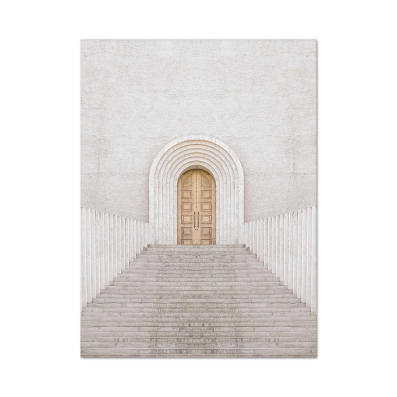 Póster de arquitectura Neutral abstracta moderna, lienzo de esquina de escaleras, pintura de galería, imágenes artísticas de pared, decoración minimalista Bohemia para el hogar