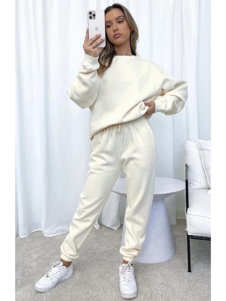 European Winter Women's Printed Hoodie & Pants Set