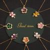 Zircon French Light Luxury Gold Inlaid Necklace Niche Design Four-leaf Clover Flower Pendant Titanium Steel Collarbone Chain New