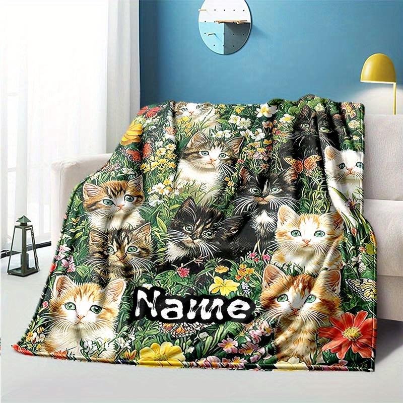 Cat Customize Your Name Blanket Used For Chair Office Sofa Bed Camping Soft And Warm Giving Friends And Relatives Birthday Graduation Gift