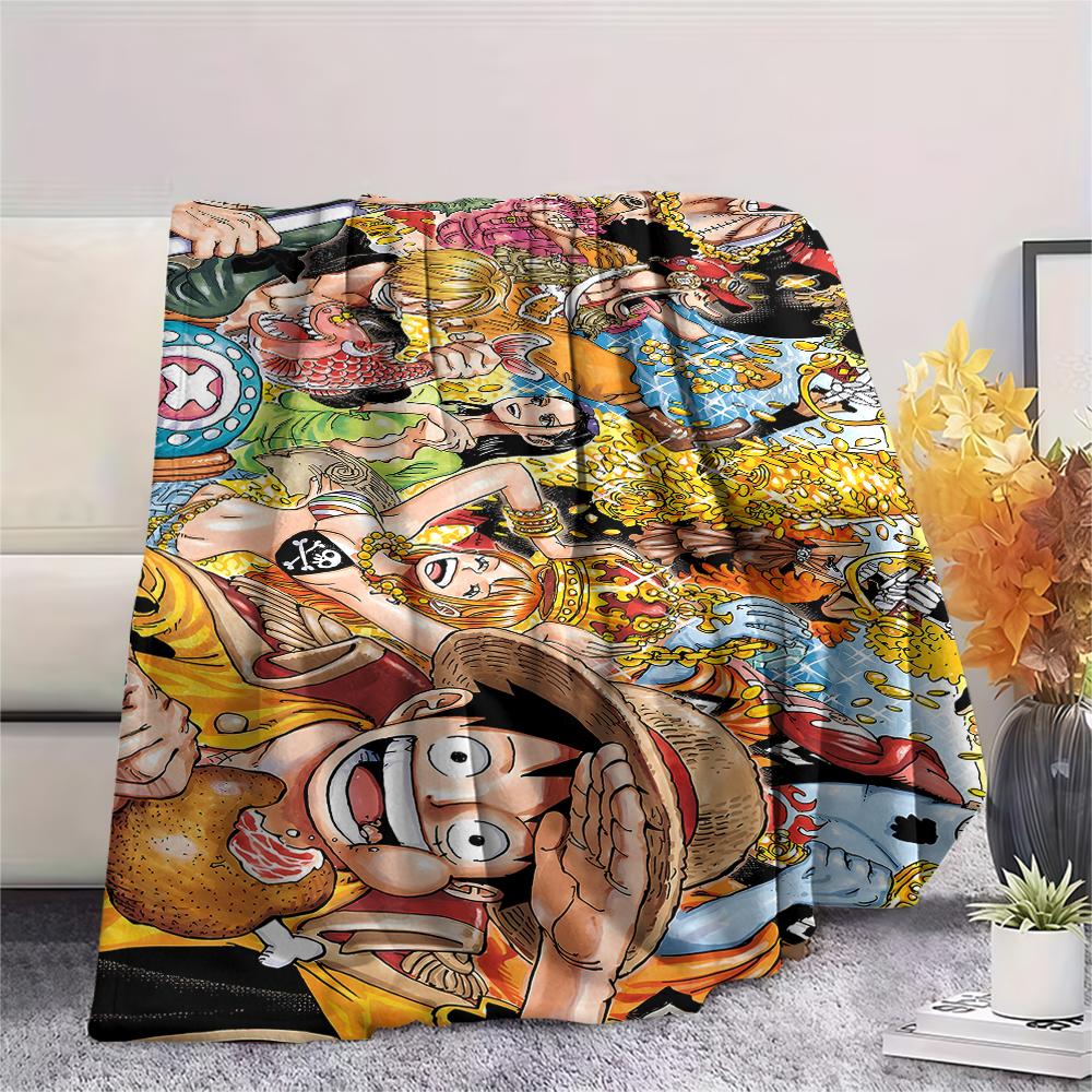 One Piece Character Print Flannel Blanket,High Quality Comfortable for All Seasons,Home Decor,Warmth and Comfort,Perfect for Christmas Gifts