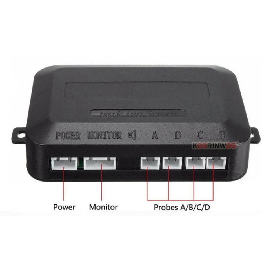 Koorinwoo 4 Sensors Buzzer 22mm Car Parking Sensor Kit Reverse Backup Radar Sound Alert Indicator Probe System 12V Parktronic