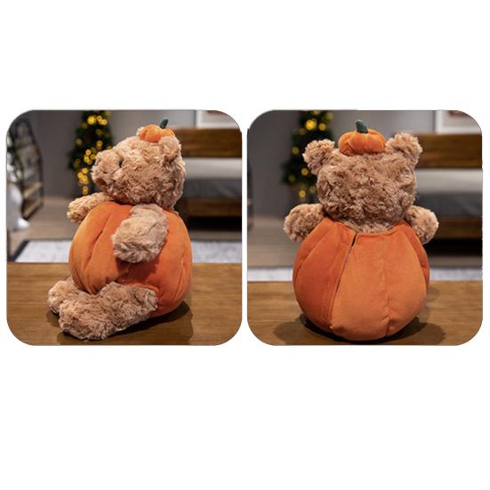 Cute Black Bear Doll with Pumpkin Clothes Earphone & Cloak Eggplant Stuffed