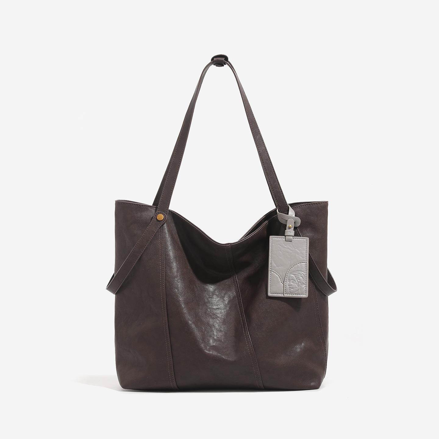 

Женская сумка-тоут из натуральной кожи большой вместимости для ноутбука на осень/зиму 36x11x34 cm кофейный