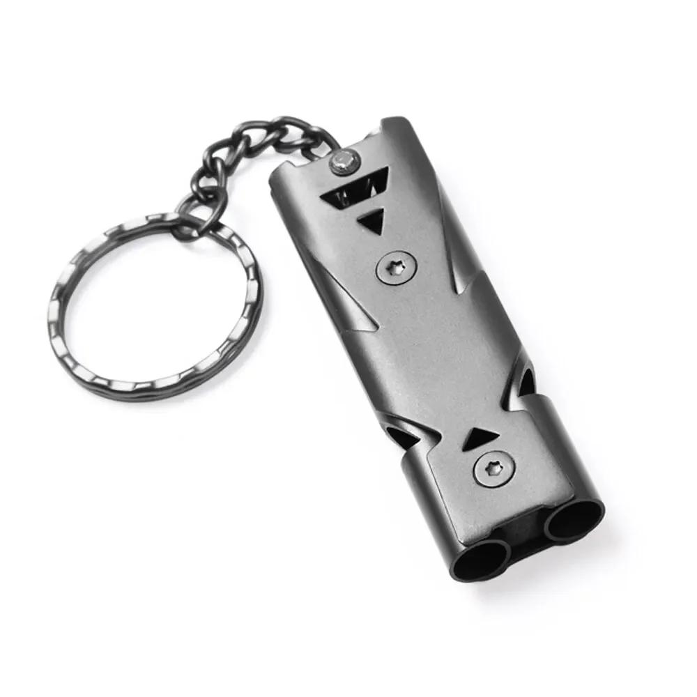 High Decibel Dual Whistle Keychain, Outdoor Camping Emergency Survival Tool, Portable Multifunctional Whistle