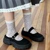 1/3 Purple Floral Socks Children's Middle Socks Autumn Cute White Bow Middle Socks Sweet Retro Lace Socks