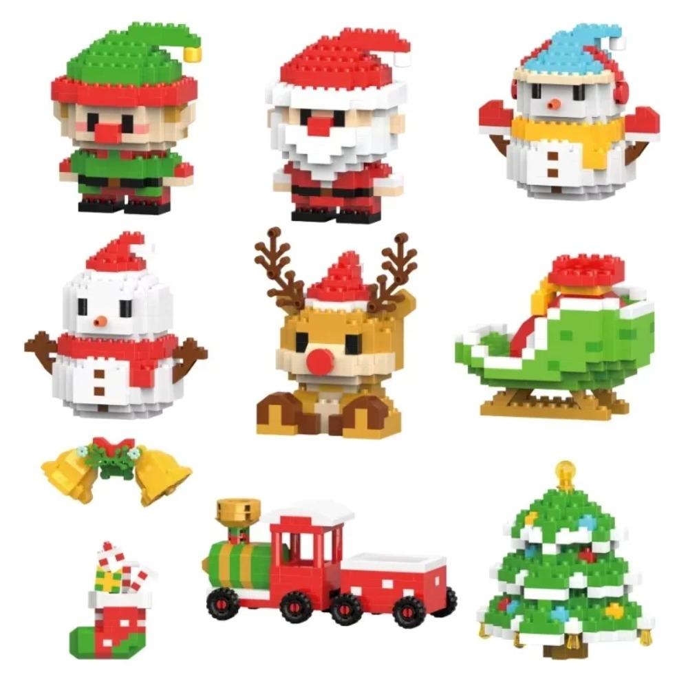 Regali di Natale Serie Micro Blocchi da Costruzione Babbo Natale Renna Puzzle Mattoncini da Assemblare Decorazione da Tavolo Giocattoli Bambini