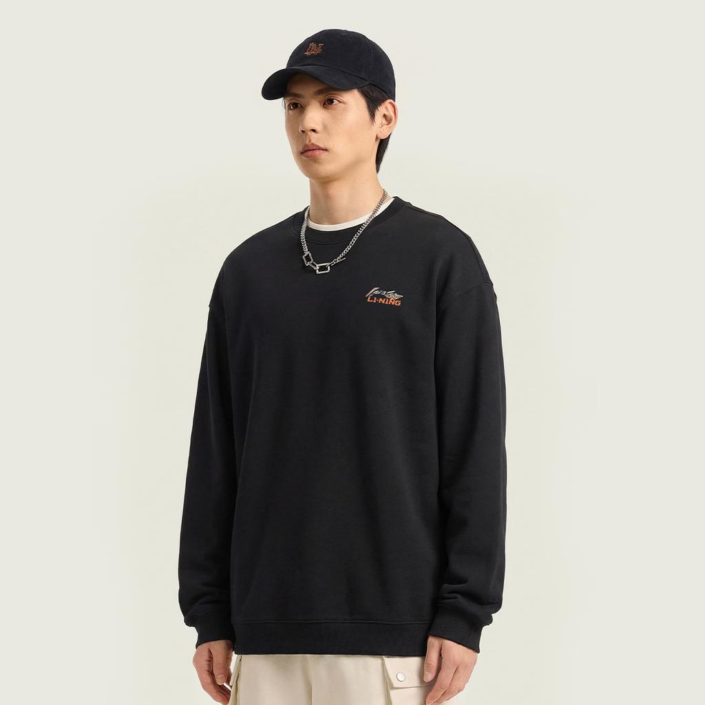 Li Ning Sports Lifestyle Series Loose Fit Round Neck Couple Sweatshirt Unisex Tops AWDW685-3