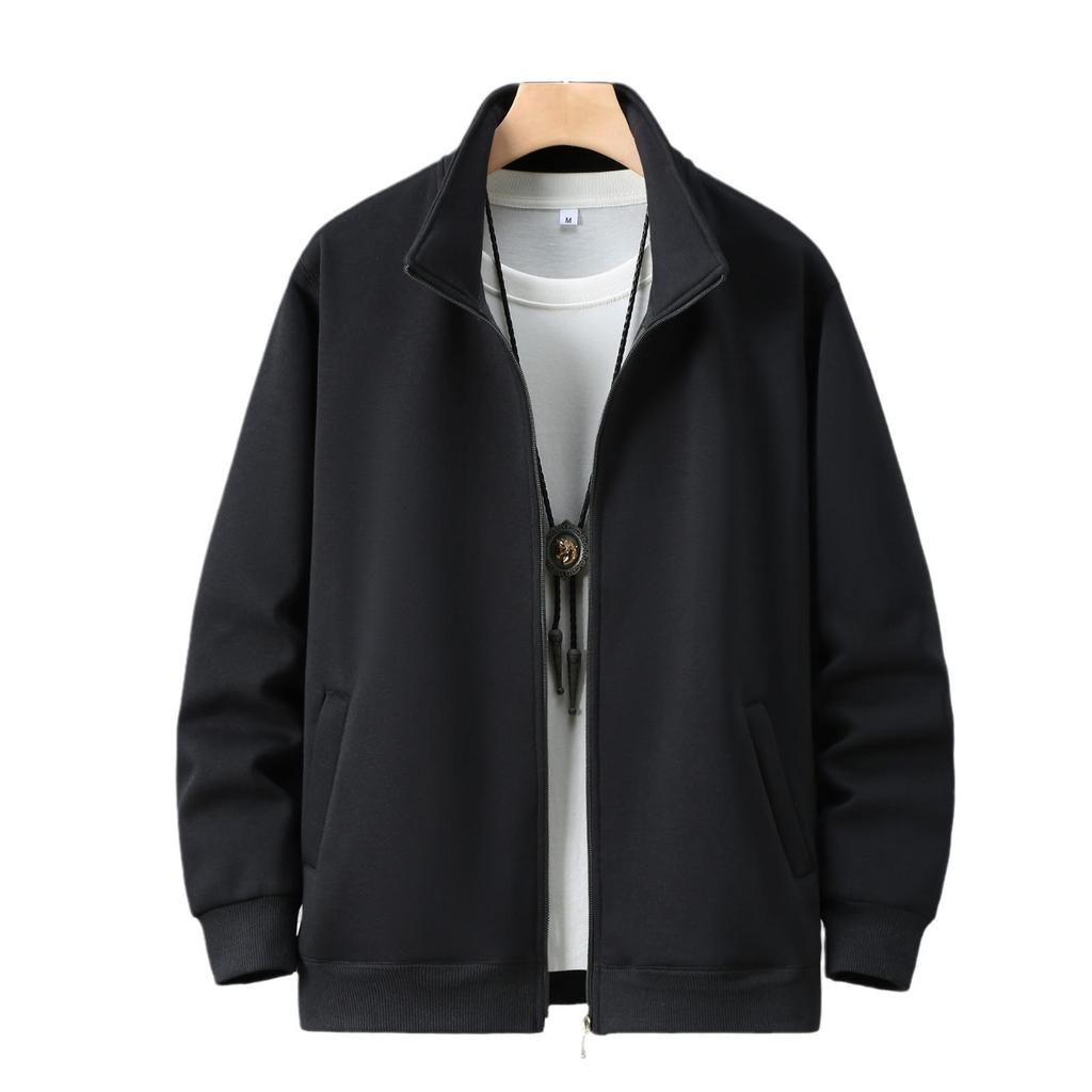 Men's Winter Stand-Up Collar Cardigan Coat - Simple, Fashionable, Long Sleeve