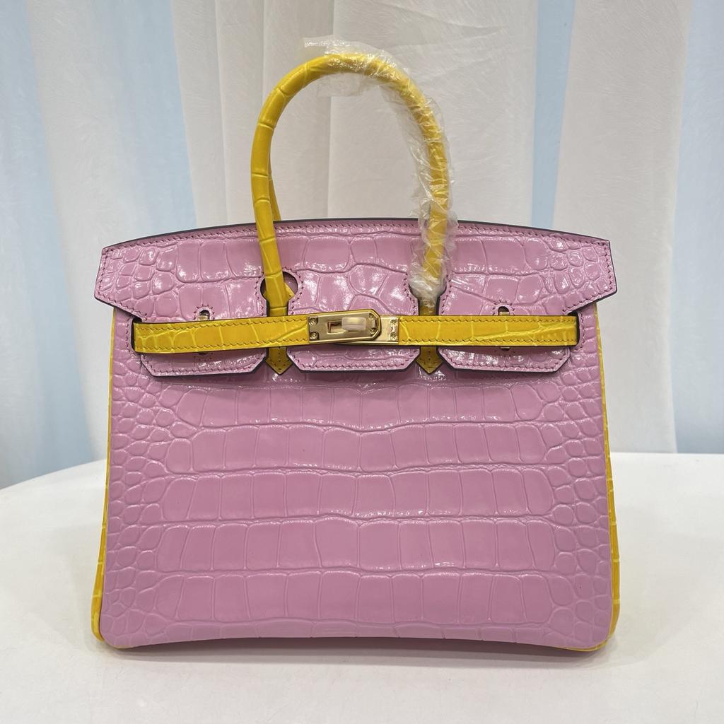 2025 Explosive Color Matching American Crocodile Pattern Platinum 25/30. Full-pair Version Strapless High-end Fashion Portable Women's Bag