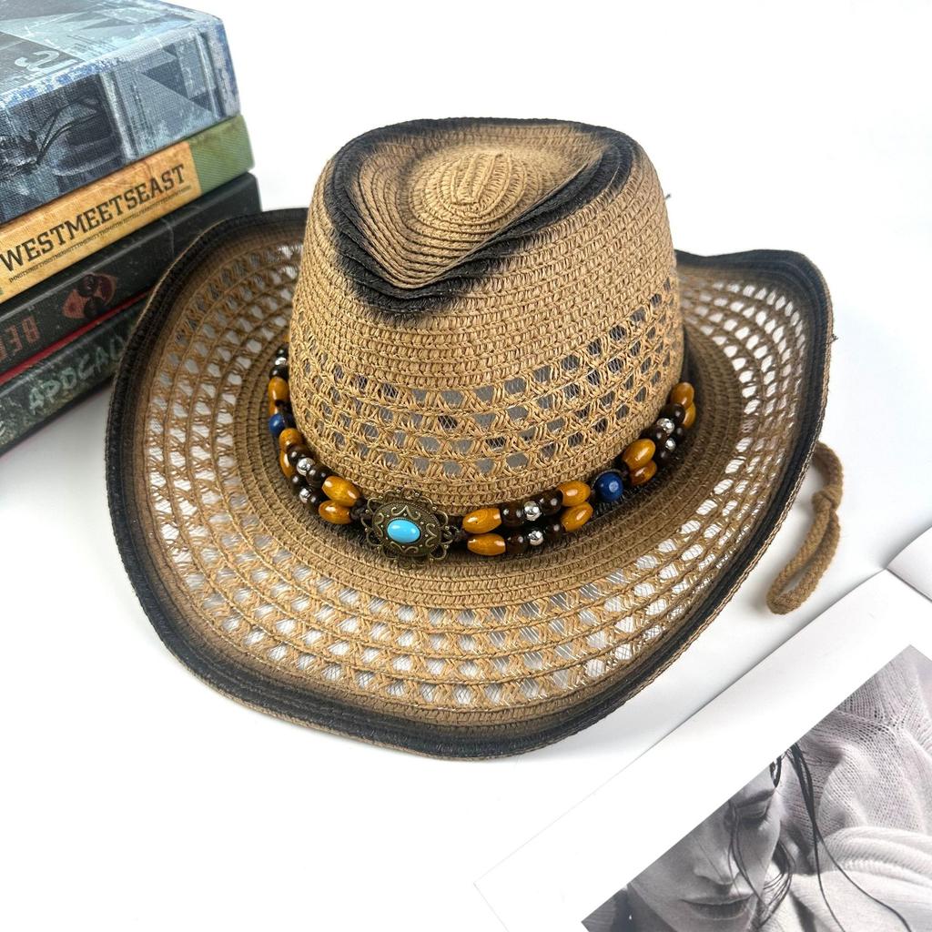Accessories Western Cowboy Straw Hat Retro Ethnic Style Jazz Hat Men'S And Women'S Hats Sun Protection Hat Sun Hat