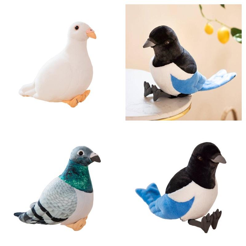 Realistic Plush Pigeon Toy With Soft Pp Cotton Filling, Perfect For Decor And Gifts, Available In White And Green